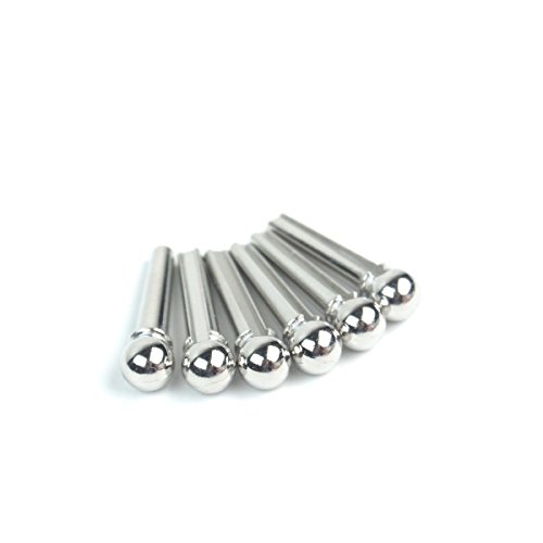 Quality Slotted Metal Acoustic Guitar Bridge Pins,Sliver Polishe (set of 6)