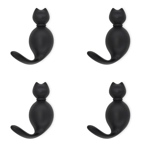 RIXIGOOD Cute Cat Wall Hooks, 4 Pack