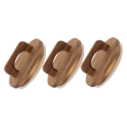Cabilock Tapas Circulares De Madera Con Asa 3 Unidades Multiusos Para Conservas Para Tarros De Cristal Redondas A Prueba De Fugas Color Marrón