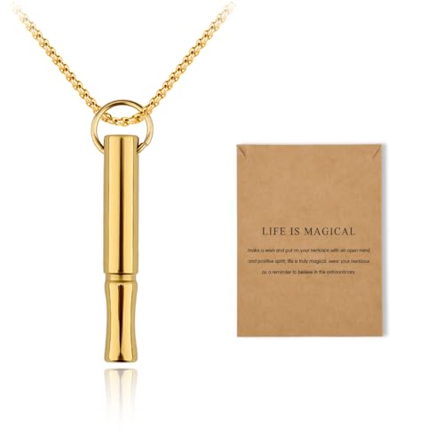 Mindful Breathe Necklace for Men Women Quit Smoking Breathe Whistle Pendant Stress Relief Necklace Anxiety Relief Gift