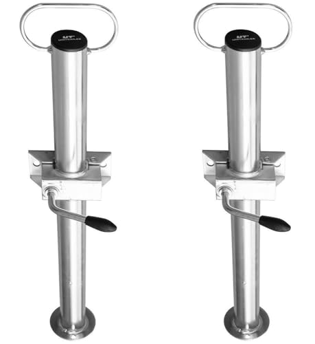 UNITRAILER ensemble 2 supports fixes avec collier tube 48 mm hauteur 600 mm charge totale 300 kg acier electro galvanise vis M10 pour remorque stationnement...