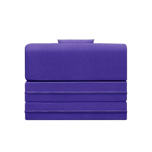 Image of Easy Foldable One Person Sofa Cum Bed Jute Fabric- Washable Cover- Including One Cushion- Size 3' X 6' Ft (Purple Color) Perfect for Home & Office for Guests