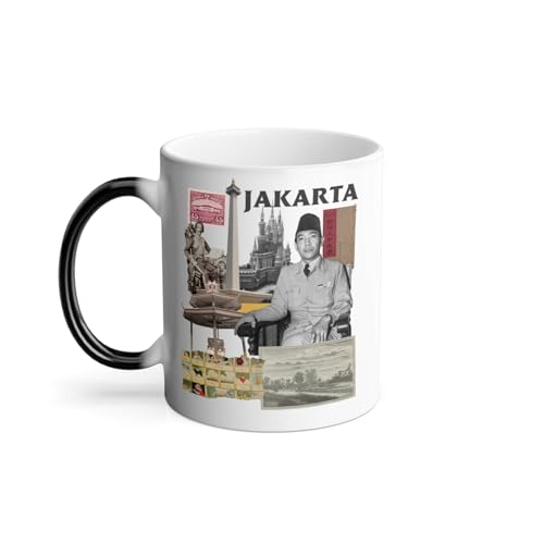 Mug Thermo-réactif Tasse Magique - Jakarta Collage Indonésie Voyage Carte Postale - 325 ml