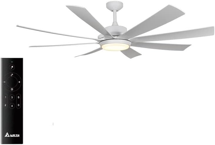 breez Delta Rio Vista 60" Ceiling Fan with LED, Remote, Indoor/Outdoor, White