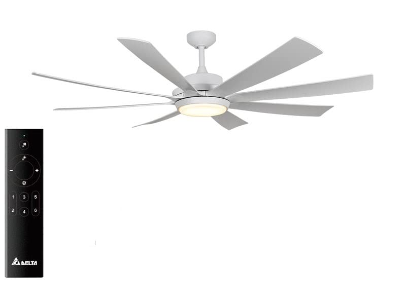 breez Delta Rio Vista 60" Ceiling Fan with LED, Remote, Indoor/Outdoor, White