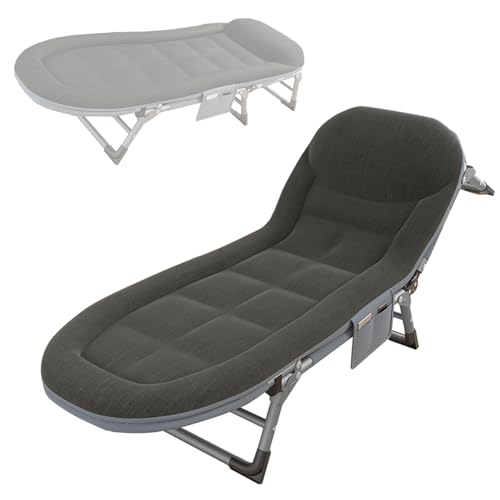 YOtat Cuna de camping plegable para adultos que duermen, cama de camping portátil con respaldo ajustable de 5 posiciones, para el almuerzo, la oficina en casa, camping, piscina y playa, A