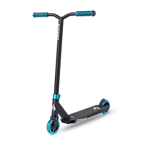 Titel: Chilli Pro Scooter Base S | High-End Stunt Scooter | Der perfekte Einsteiger Stunt Scooter für die kleinsten | Gesamthöhe vo 79 cm | 110 mm PU Räder mit ABEC 9 Bearings | Blau