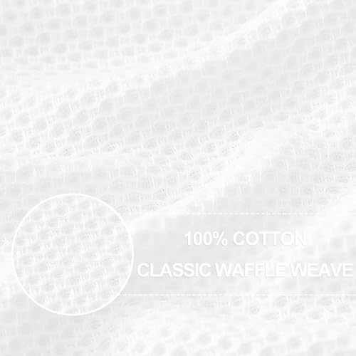Homaxy 100% Cotton Waffle Weave Kitchen Dish Towels, Ultra Soft Absorbent Quick Drying Cleaning Towel, 13 x 28 Inches, 4-Pack, White