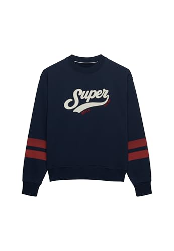 Superdry Damen Varsity Script Sweatshirt mit lockerer Passform Kräftiges Marineblau 40
