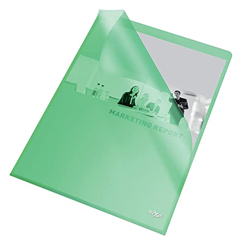 Rexel Quality A4 Document Folder, Green Embossed, 115mic, Cut Flush, Copy Safe, Pack of 100, 2115638