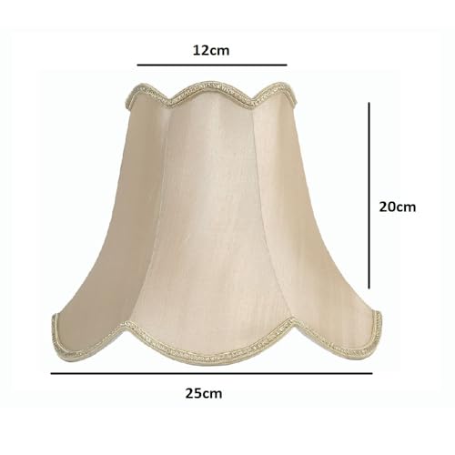 Sand 10" Faux Silk Traditional Round Scalloped Fabric Lampshade with Reversible Gimble & Shade Reducing Ring to Fit All Types of Lampholders for Floor Lamps, Table Lamps and Ceiling Pendants - Image 5