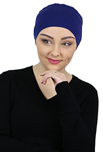 Hats Scarves & More Chemo Headwear Sleep Cap Night Beanie Moisture Wicking Bamboo Cancer Turban Hair Loss Serena (Navy Blue) #TOP8