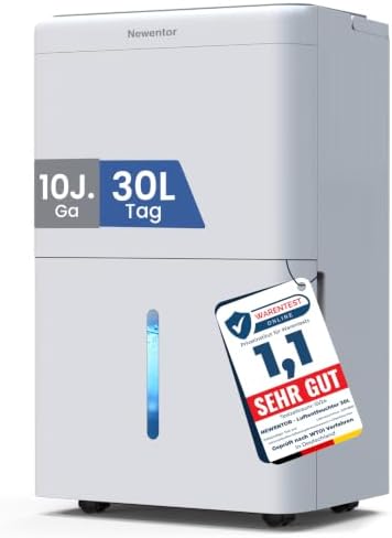 Newentor Luftentfeuchter elektrisch 30L, Entfeuchter elektrisch keller, Raumentfeuchter elektrisch, Dehumidifiers for home für 245m³/90m², mit Timer, Filter und 1M Ablaufschlauch,