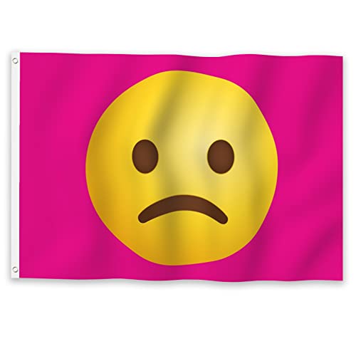 Drapeau avec visage triste rose foncé grand format 90x150cm suspendre extérieur jardin fête