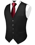 Branduce Men's Black Suit Vest Business Formal Vests Waistcoat Classic Slim Fit Wedding Party Vest Tuxedo with Pockets (VT-01-S)