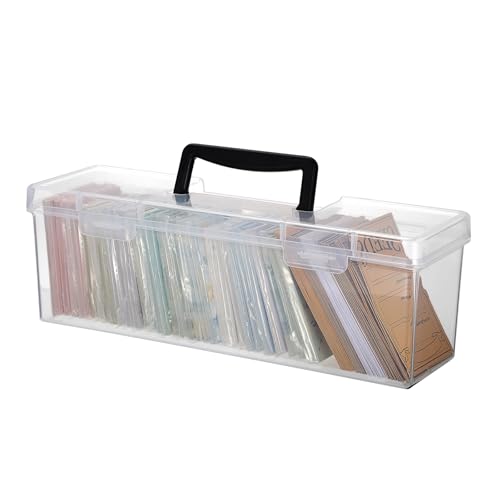 Kokone Plastic Clear Seed Storage Organizer Box with Handle, Portable Seed Bin with Lock, Transparent Seed Saving Box with Lid, Seed Container Seed Packet Storage Organizer