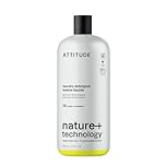 ATTITUDE Laundry Detergent Liquid, Plant-Based Ingredients, EWG Verified, High Efficiency, with Essential Oils, White & Colored Clothing, Geranium & Lemongrass, 38 Loads, 950 mL