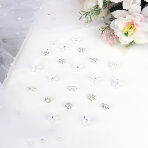 20 Pinzas Pequeñas Decorativas para Cabello Blanca miniatura 7