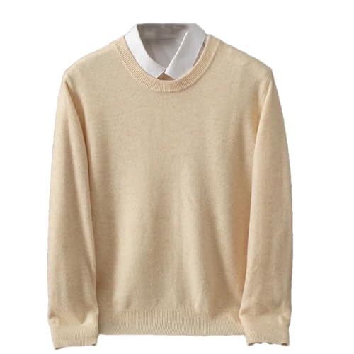 Men Knitting 100% Solid Wool Sweaters Round Neck Thickened Loose Fitting Style Warm Pullover