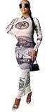 Recious Womens Sexy Long Sleeve Turtleneck Floral Printed See-Through Bodycon Party Clubwear Dress