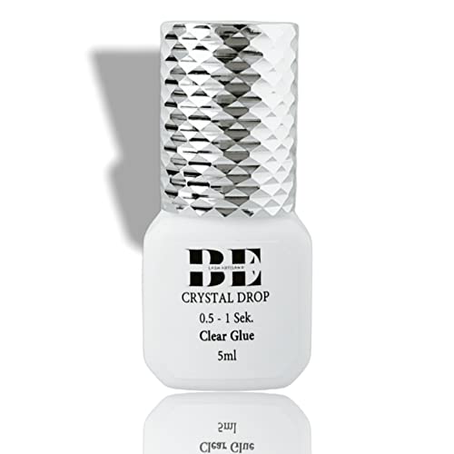 BE Lash Artisan® Wimpernkleber CRYSTAL DROP (5ml) für die Wimpernverlängerung | 0.5-1 Sek. Trocknungszeit | Farbe Transparent | dampfarmer & schneller Kleber