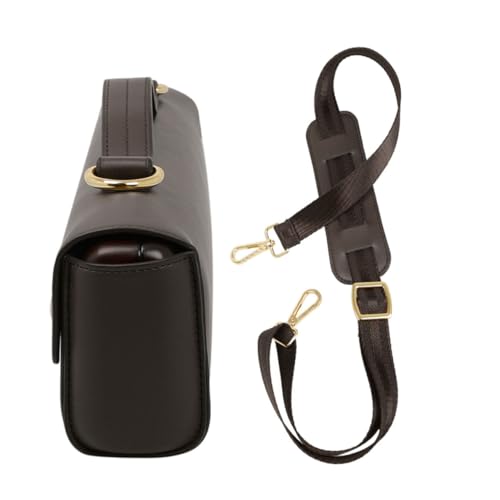 Sac bandoulière pour flûte en similicuir café et tissu non tissé portable