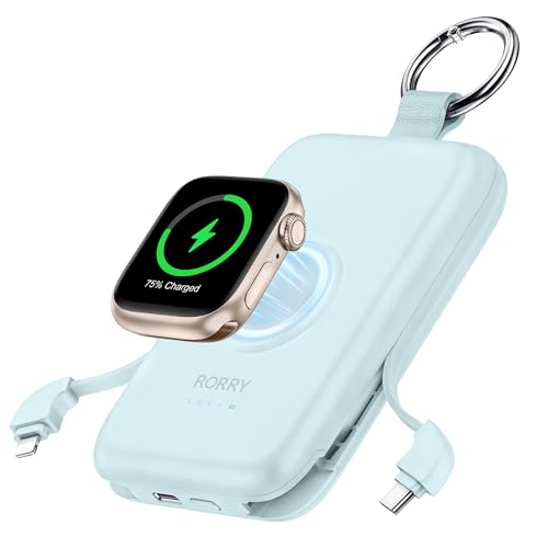 RORRY Power Bank,10000mAh PD 20W Leistung, Reise Schlüsselanhänger Ladegerät Kompatibel mit iPhone 15/14/13/12/11 and Kompatibel mit Apple Watch 9/Ultra2/8/Ultra/7/6/Se/5/4/3