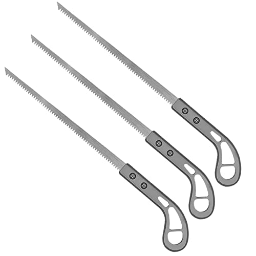 Scie à main pour coupe fine du bois – Lot de 3 scies à bois avec lame tranchante en acier au manganèse – Petite scie à pour le camping, le jardinage, la chasse, la coupe du bois, le travail du