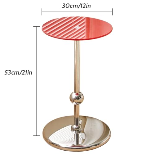 Guéridon moderne en verre avec base en métal stable rouge