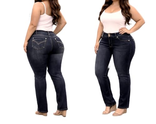 Jack David Women's Plus Size Stretch mid Rise Denim Jeans Pants
