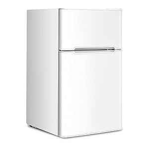 GOPLUS 90 l koelkast, mini-koelkast met 27 liter vriesvak, vriezer met stalen frame en instelbare thermostaat, koel-vriescombinatie voor thuis, kantoor, woning (wit)