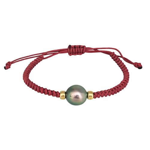 PERORNO Bracelet Femme Réglable avec Perle de Tahiti 11-12 mm, Or Jaune 18 Carats Élégant et Raffiné, Bijou de Luxe Médiano