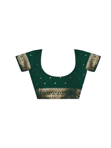 Image of SAMAH Women's Georgette Foil Printed Lace Work Saree with Unstitched Blouse Piece