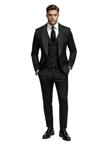 Costume de smoking de mariage en satin noir avec veston haut de gamme