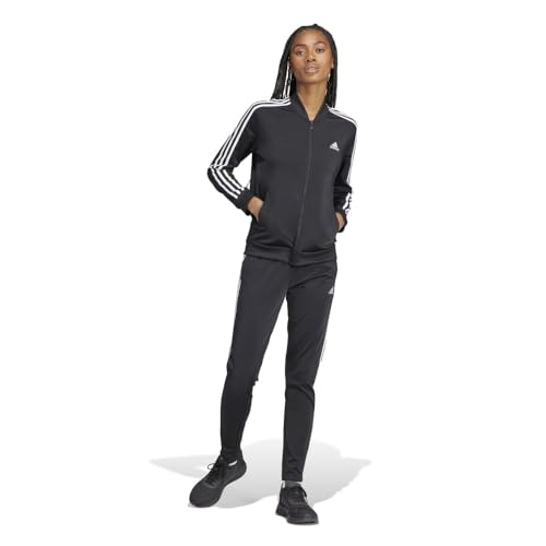 Recopilación de Chándales para Mujer que puedes comprar esta semana. 43 adidas Essentials - Traje de chándal de 3 rayas para mujer, Parte superior: negro/blanco parte inferior: negro/blanco (Ij8781), Large