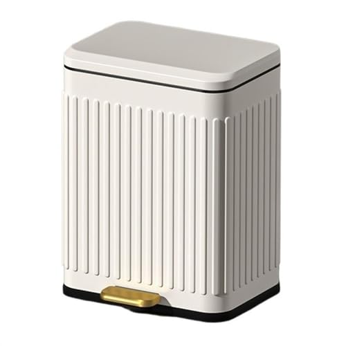 Caneca de basura de acero inoxidable con tapa blanco L miniatura 1