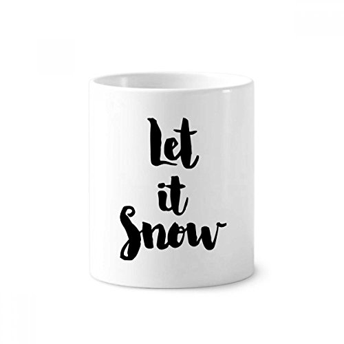 Tasse blanche Let It Snow en céramique 350ml porte-brosse à dents design