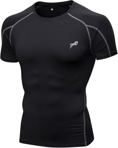 Image of JUST RIDER Half Sleeve Compression T-Shirt - Men's Athletic & Sports Tights for Fitness Compression T Shirt for Men Gym