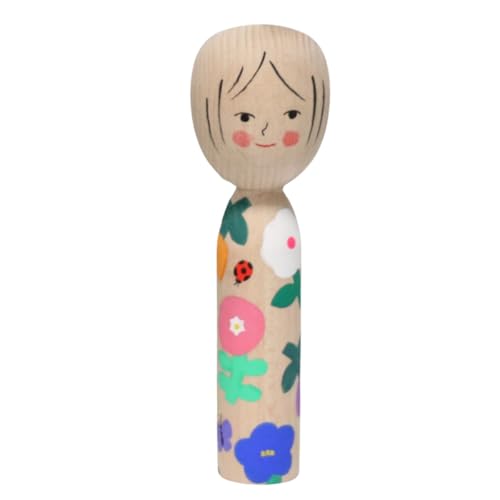 Muñeca Kokeshi de madera 16 cm sin pintar miniatura 3