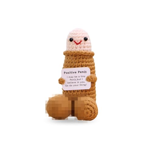 ALUNME Emotional Support Plushies Positive Crochet Doll with Positive Messages Fun Things Gag Weird Stuff Gifts for Men Friends Boyfriends Husband Adult