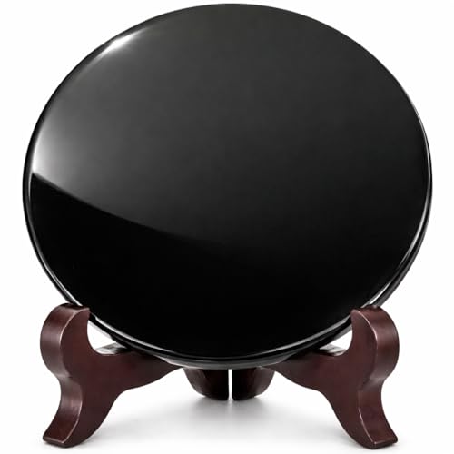 Miroir à scrying en obsidienne Polar Jade 120 mm pour votre espace de méditation