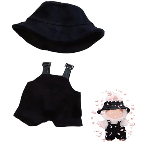 Bekleidung für La 2 Stück Set 17cm Puppe Kleidung DIY Outfit für La Puppen schwarzer Hut, Latzhose Geeignet für Sammler,...