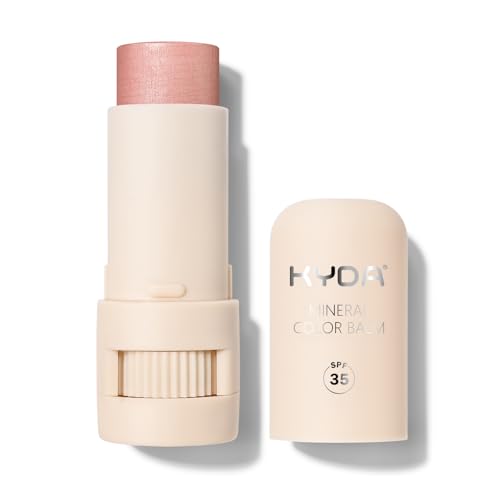 KYDA Mineral Color Balm, SPF 35, Creamy Blendable Color for Lips&Cheeks, Buildable Shimmer Finish, Lightweight Formula, Multiuse Makeup Stick, BLUSH