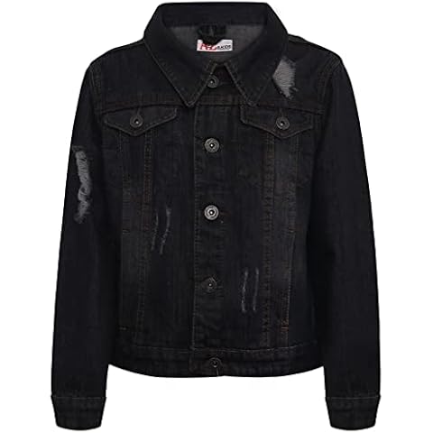 A2Z 4 Kids Boys Black Ripped Denim Jacket Cover