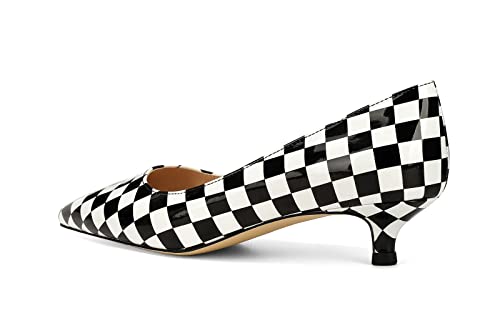 Women's Pointed Toe Solid Slip On 1.5 Inch Stiletto Patent Low Heel Pumps Shoes3