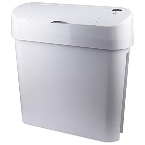 Washroom Hub Automatic Sanitary Hygiene Bin - Feminine Female Sani Waste Bins (White) ABS Plastic - 15 Litre Cover