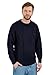 Price comparison product image SAOL Merino Wool Blend Crew Neck Aran Sweater for Men, in Natural/Navy (Navy, X-Large)