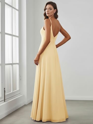 Image of Ever-Pretty Women's Sexy Side Slit V Neck Spaghetti Straps Chiffon A Line Bridesmaid Dress 0128B-PH