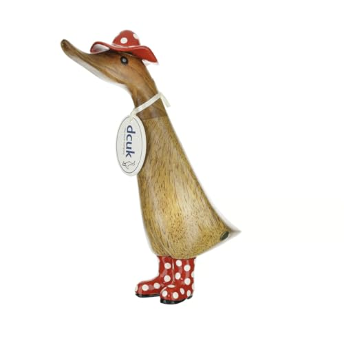 DCUK Spotty Hat and Wellies Wooden Duck - Red