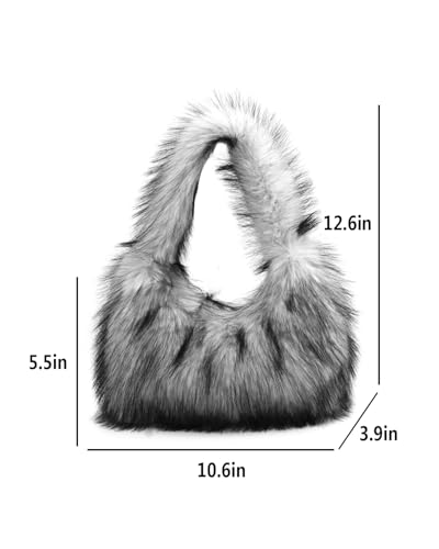 Bolso mujer tipo hobo de peluche gris miniatura 5